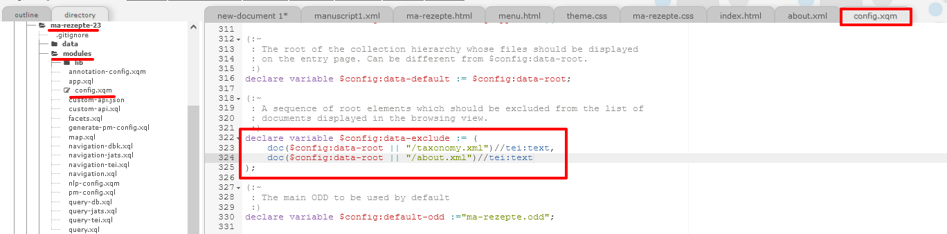 Exklusion der XML-Datei mit der About-Seite aus Dateiansicht